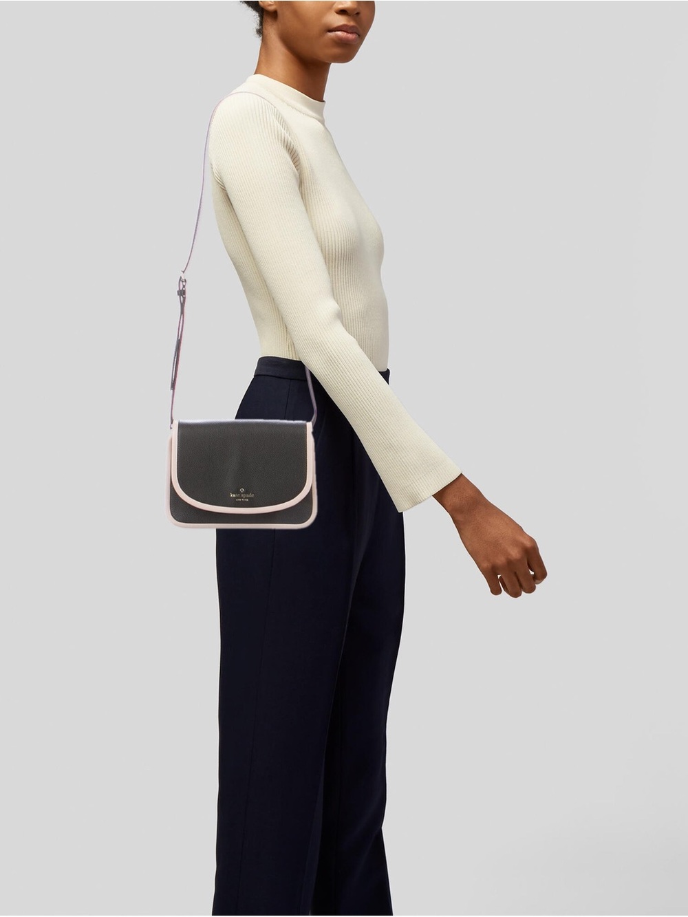 KATE SPADE Women’s Leather Ward Place Ivy Crossbody Bag - Black with Cream Trim - Picture 13 of 13
